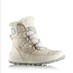 Sorel Whitney short lace up boot in White/ cream